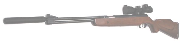 HW77k mit Schalld�mpfer und montiertem Zielfernrohr