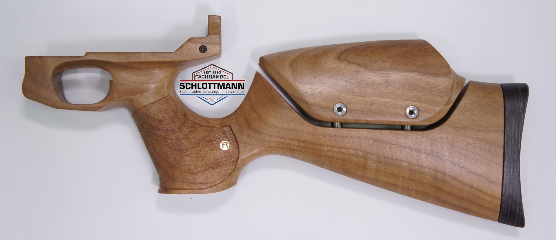 Anschlagschaft fr Luftpistole HW 44 aus Nussbaum mit verstellbarer Schaftbacke