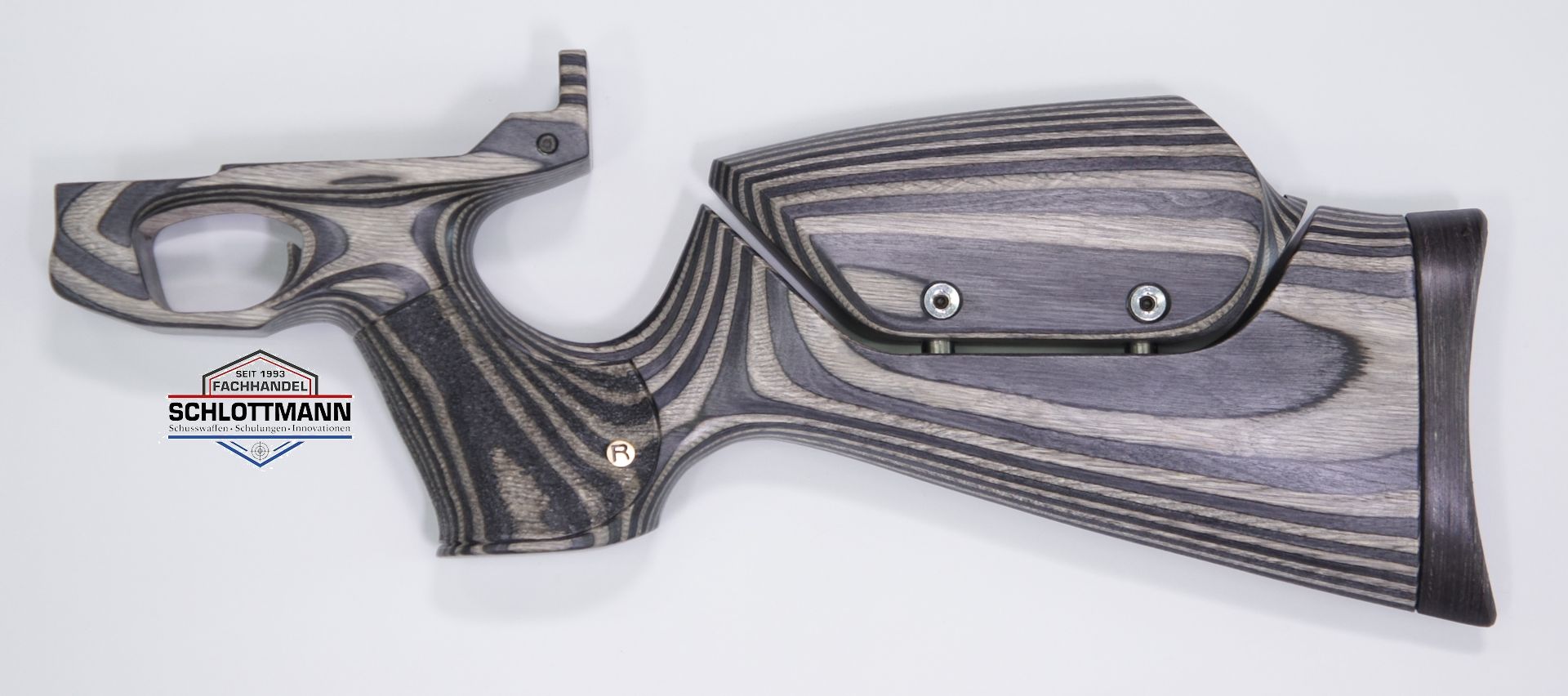 Anschlagschaft fr Luftpistole HW 44 aus schwarz-grauem Schichtholz mit verstellbarer Schaftbacke