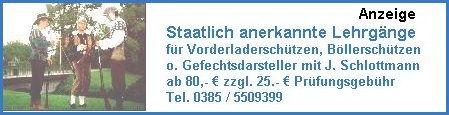 staatlich anerkannte Lehrg�nge zum Umgang mit Schwarzpulver bei J. Schlottmann