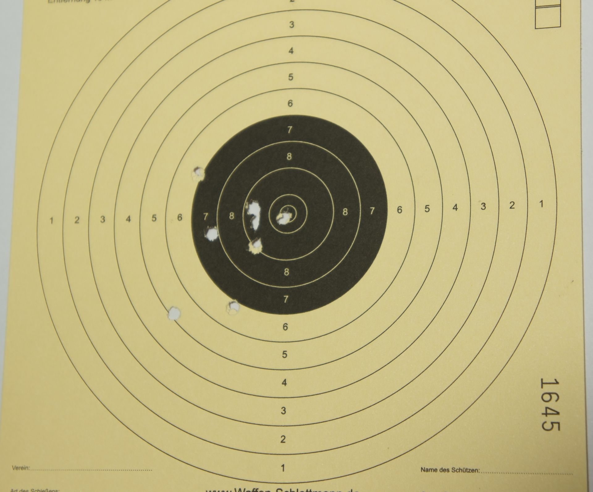 Ein Trefferbild mit der SIG P226 CO2-Pistole - 4,5 mm