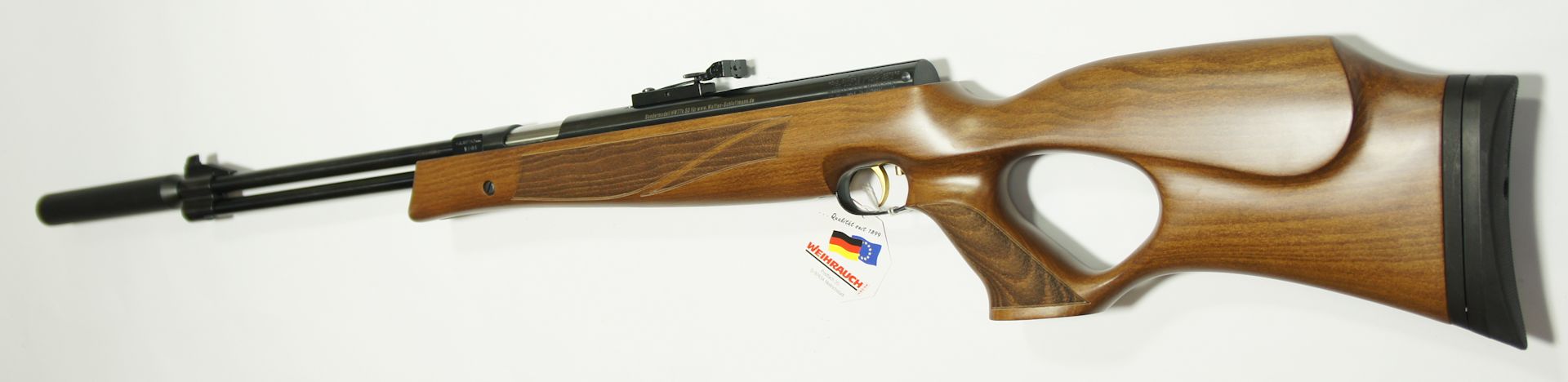 Luftgewehr Weihrauch HW 77 verstellbarer Lochschaft, Laufgewinde und Schalldmpfer