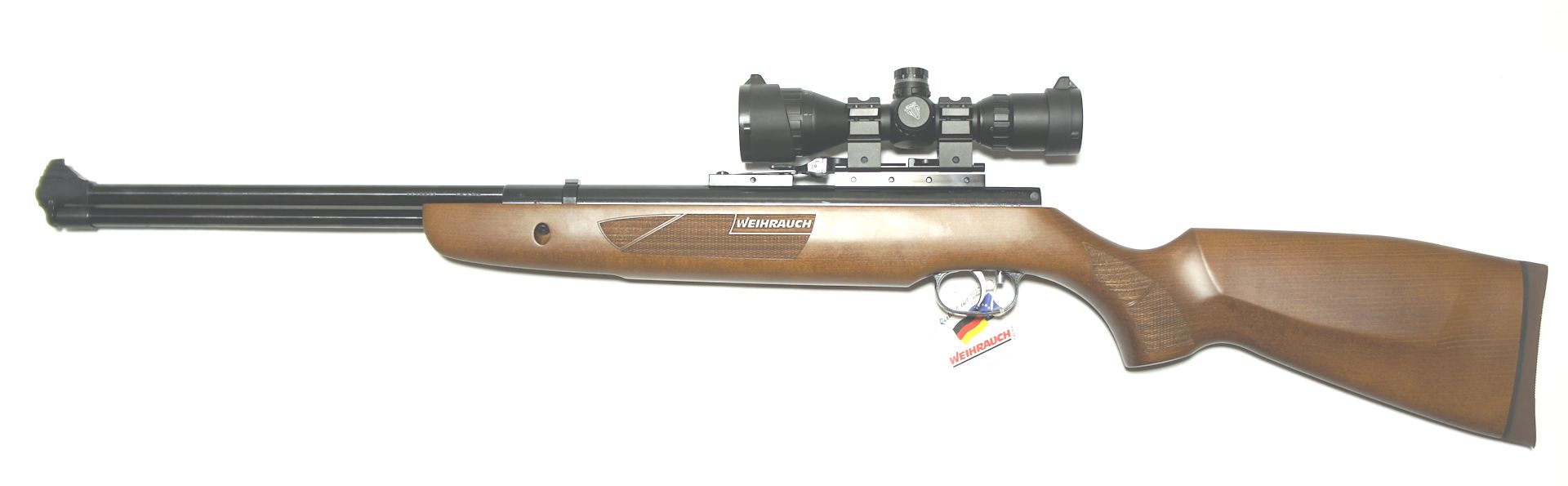 Montagebeispiel am <a href=1160407-45.htm>Luftgewehr HW 57</a>. Wegen einer speziellen Montageschine kann die Kimme drauf bleiben.
