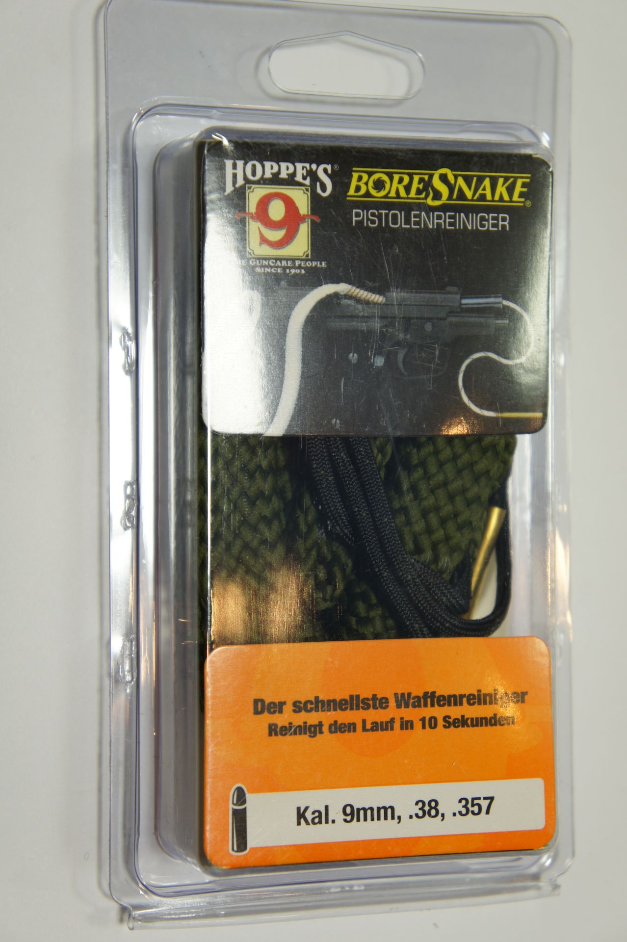 Waffenreinigungszeug QuickClean / BoreSnake / Kaliber .38 / 9mm im Blister