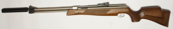 vernickeltes Luftgewehr HW 77 K sd mit Schalldmpfer mit jagdlicher Schftung