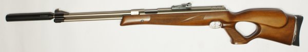 vernickeltes HW 77 KT sd mit Schalldämpfer, Lochschaft aus Holz, F, 5,5mm, mit speziellem Schmierstoff für Dichtung und Feder, Abzugsbügel und Abzug silbrig vernickeltes HW 77 KT sd mit Schalldämpfer, Lochschaft aus Holz, F, 5,5mm, mit speziellem Schmierstoff für Dichtung und Feder, Abzugsbügel und Abzug silbrig