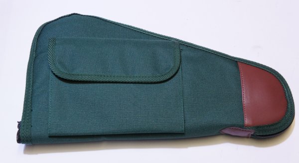 Pistolenfutteral aus grünem Nylon mit Außentasche