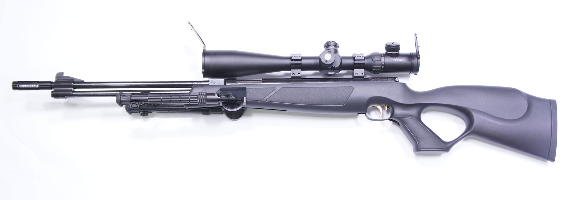 Dieses Bild mit <a href=1130173.htm> Zielfernrohr Hawke AIRMAX 30 SF Modell 8-32x50 SF</a> zeigt die sehr gute Optik fr das Field Target schieen und auch ein passendes Zweibein. 