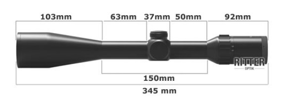 Die Abmessungen vom  Zielfernrohr 3-15x50 SF-IR