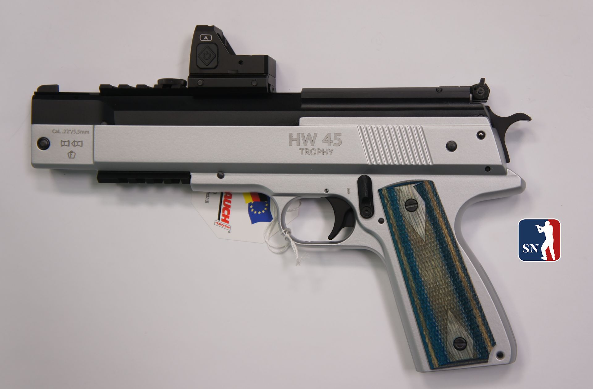 Montagebeispiel an neuester HW 45 TROPHY und TARGET angepasst und mit Stopperschraube