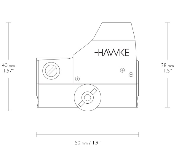 Abmessungen vom Hawke Reflexvisier, Weaver