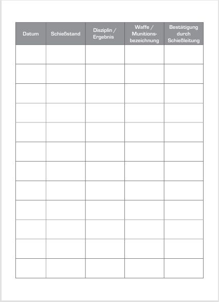 Schie�buch- Innenseiten f�r Nachweisf�hrung oder Dokumentation