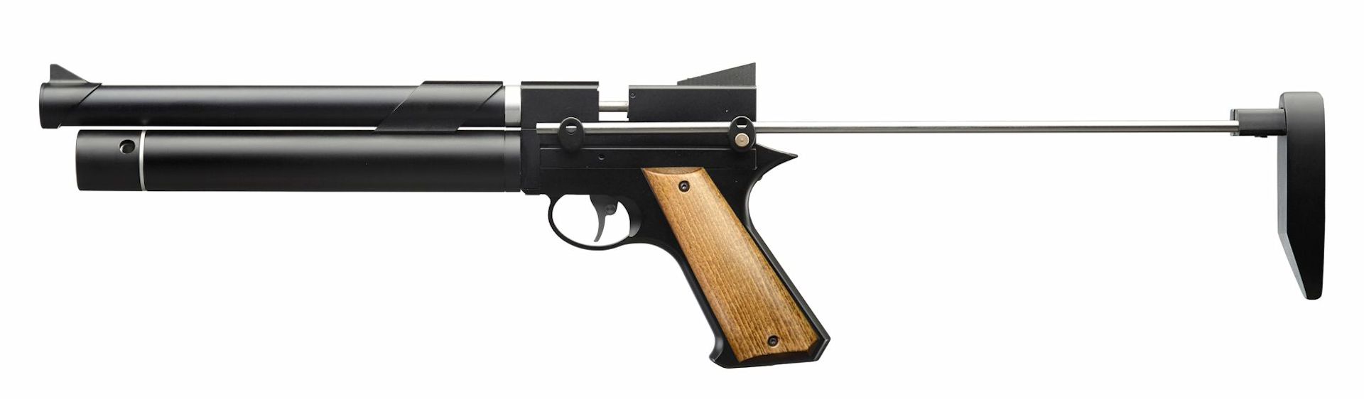 Pressluftpistole airmaX PP750-LP mit ausgezogener Schulterstütze