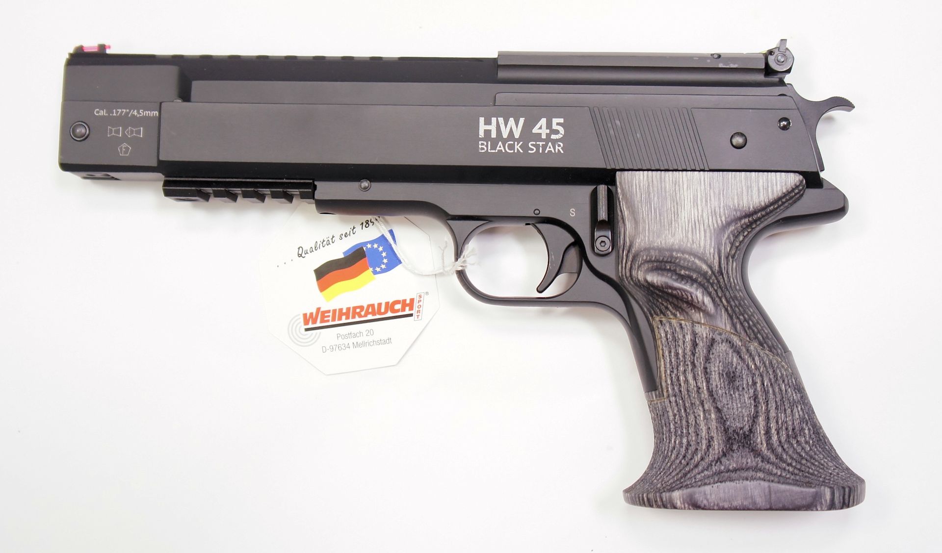 neueste Luftpistole Weihrauch HW 45 Black Star im Kaliber 5,5mm