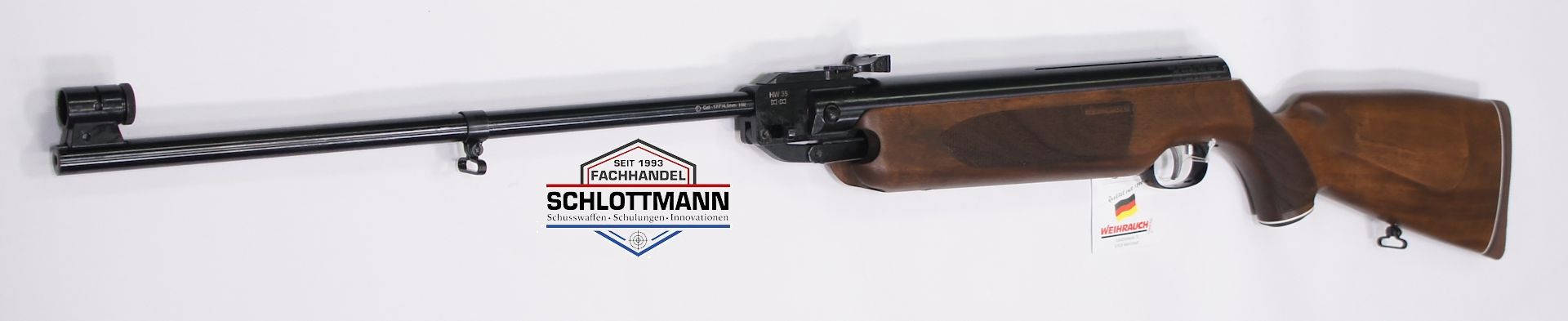 Luftgewehr Weihrauch HW 35 Export mit Schaft aus Nussbaumholz und mit Riemensen