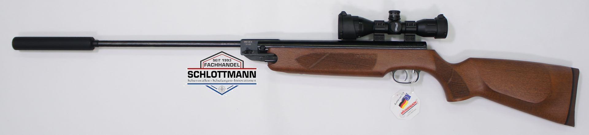 Luftgewehr HW 35 mit Schalldmpfer und Zielfernrohr