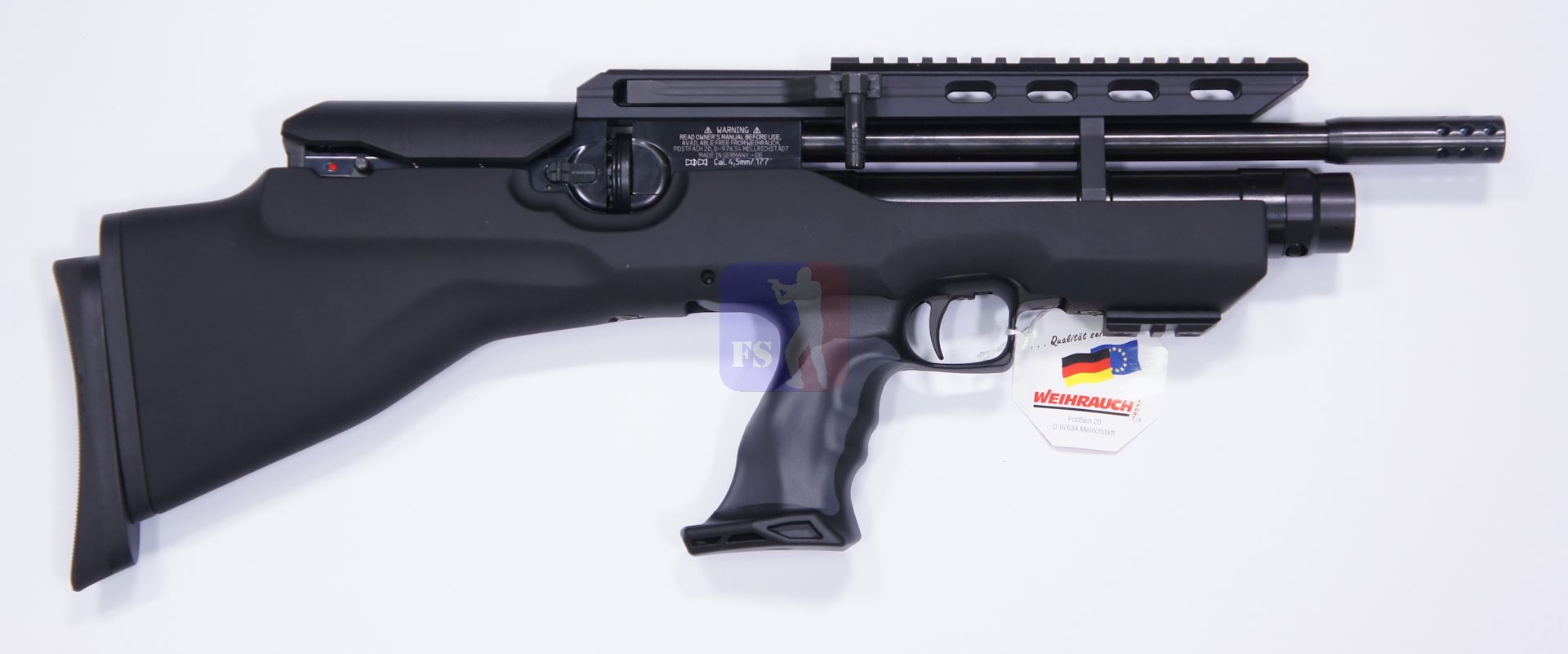 100 BP mit 31 cm Lauflänge und Kompensator von der rechten Seite 