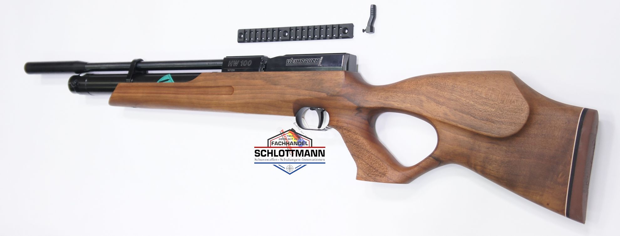 Luftgewehr Weihrauch HW 100 T und hier sehen Sie beiliegend sehr schn die (seit 2020) neuen Details.