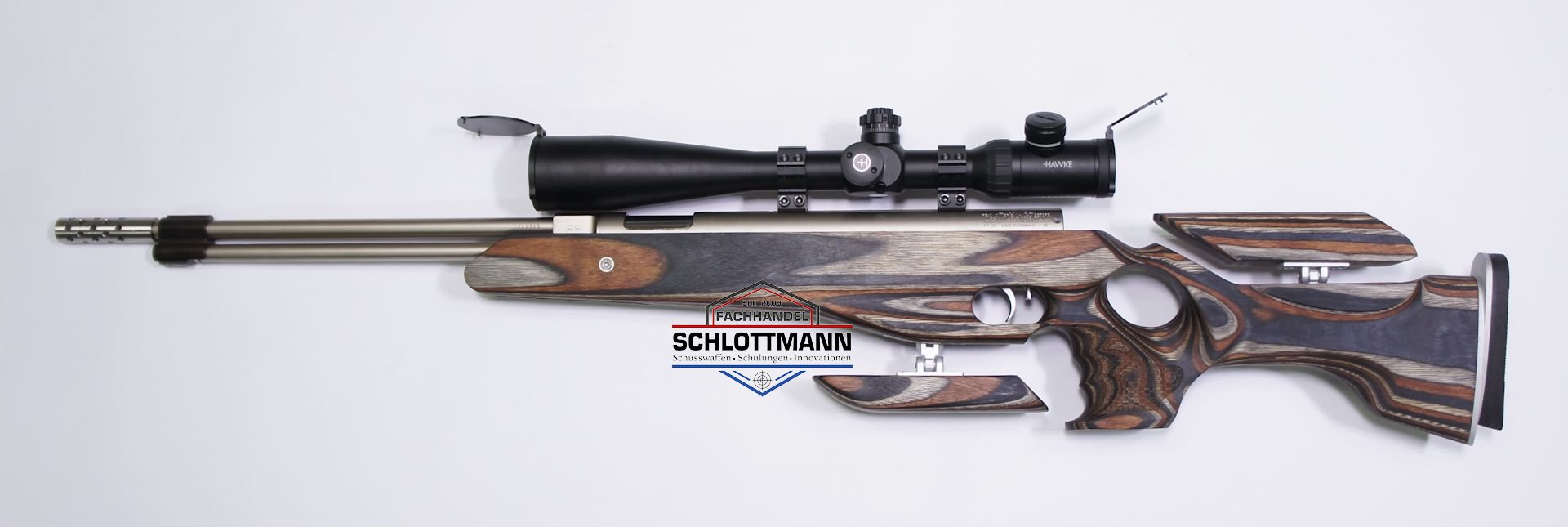 Montagebeispiel mit Schaft von Fa. LP Gunstocks, Modell Tac2. Als Generalimporteur kann ich Ihnen die <a href=schaft-und-griff.htm> Schfte in verschiedenen Farben und Ausfhrungen</a> anbieten.