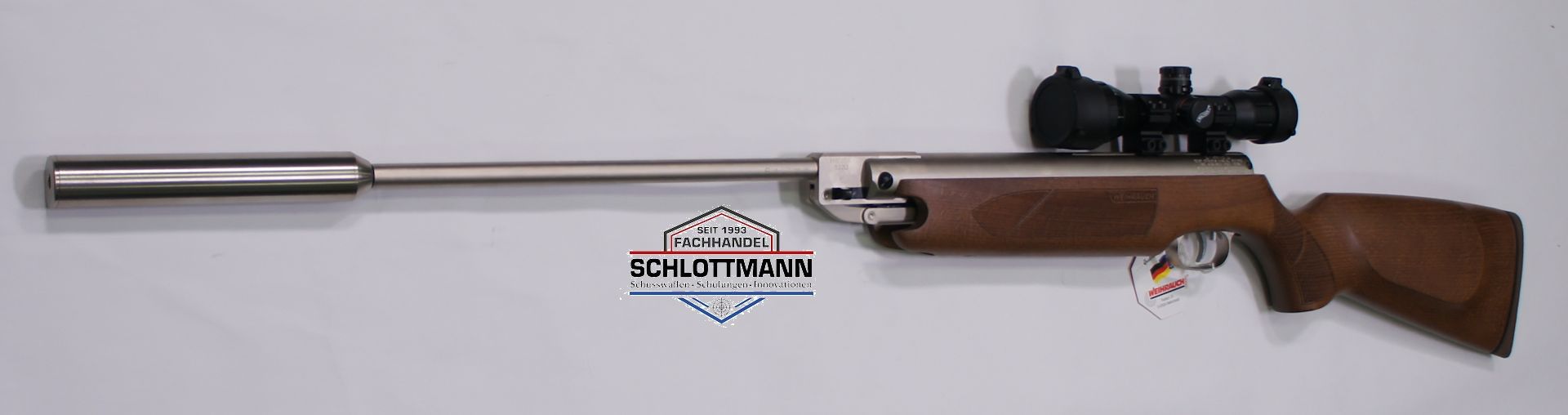 Montagbeispiel am vernickelten<a href=1160405-sd-Ni.htm> Luftgewehr HW 35 sd </a>