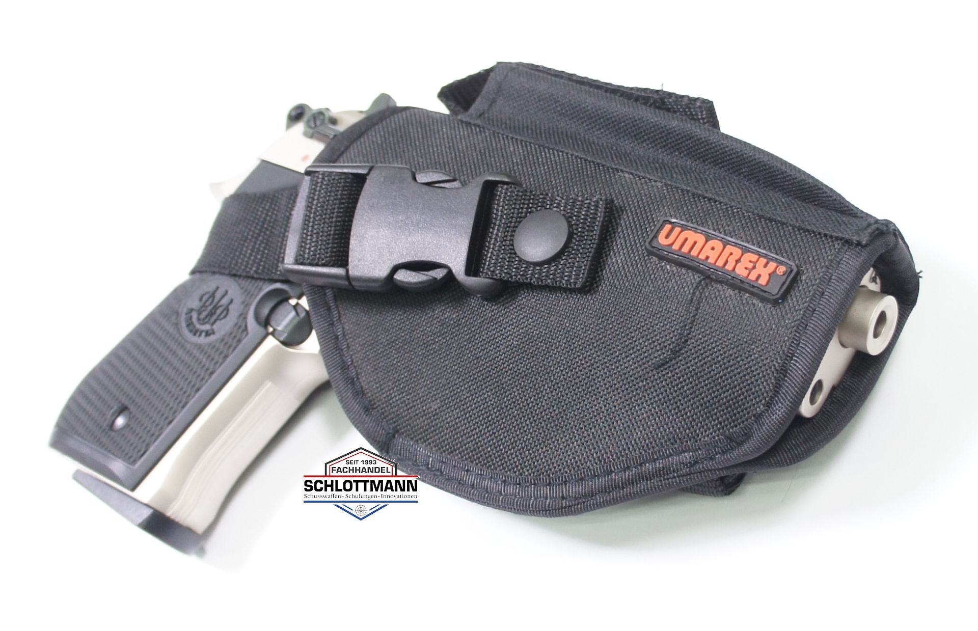 Beispiel vom Grtelholster der Marke Umarex mit Pistole Modell Beretta 92 FS