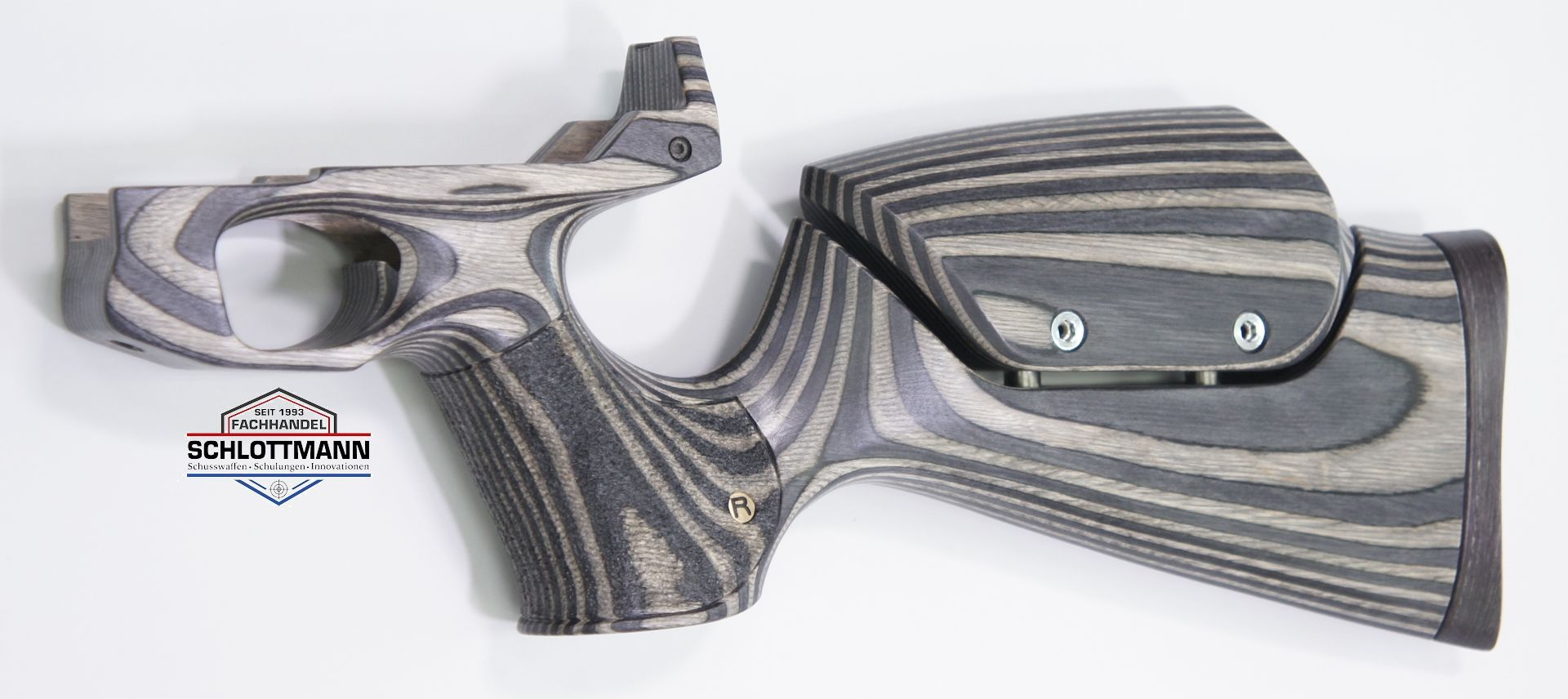 Anschlagschaft für Luftpistole HW 44 aus  schwarz-grauem Schichtholz